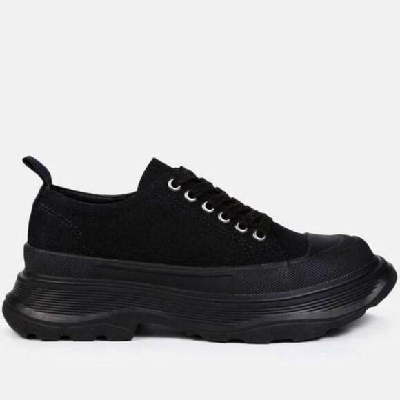 Missguided Black Canvas Bubble Soul Platform Sneakers Sz 6 - Picture 1 of 7